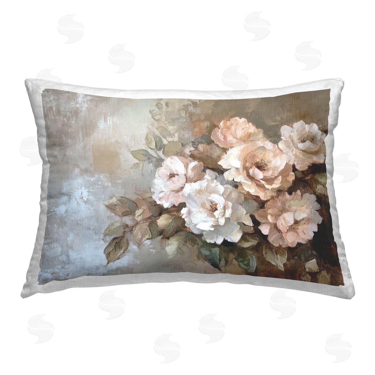 Petal Prints Design Pastel Budding Blooms Printed Plush Polyester Throw Pillow