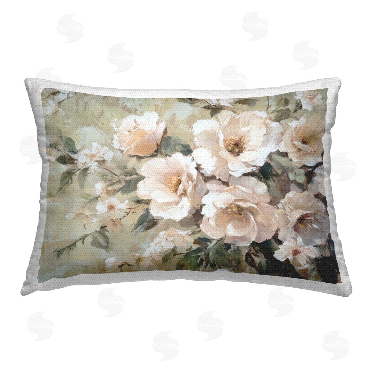 Petal Prints Design Cream Dynamic Florals Outdoor Quick-Dry Polyester Printed Throw Pillow