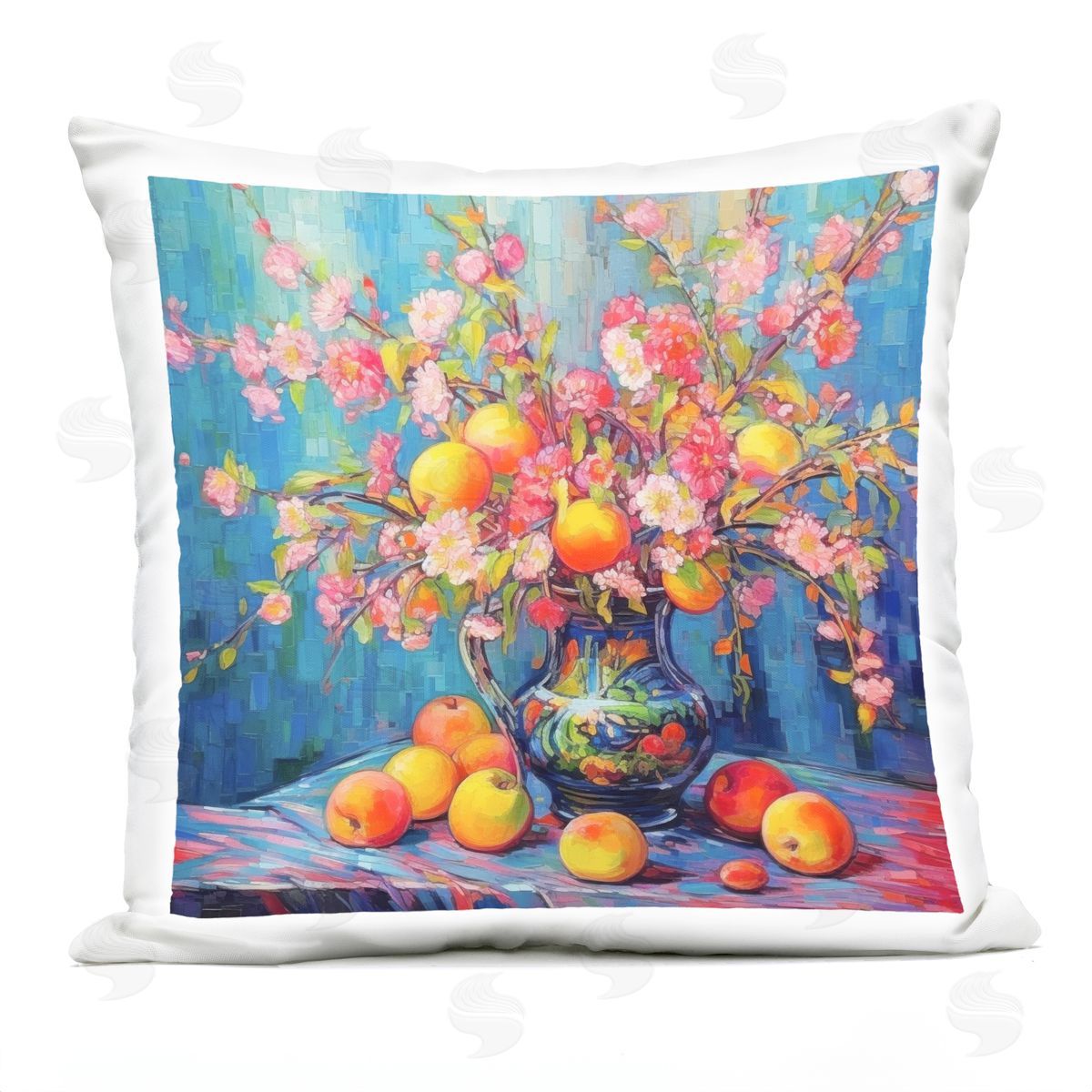 LSR Design Studio Peach & Florals Bouquet Outdoor Quick-Dry Polyester Printed Throw Pillow
