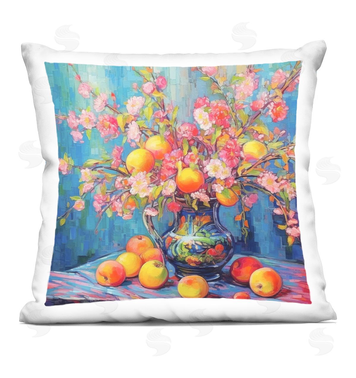 LSR Design Studio Peach & Florals Bouquet Printed Plush Polyester Throw Pillow
