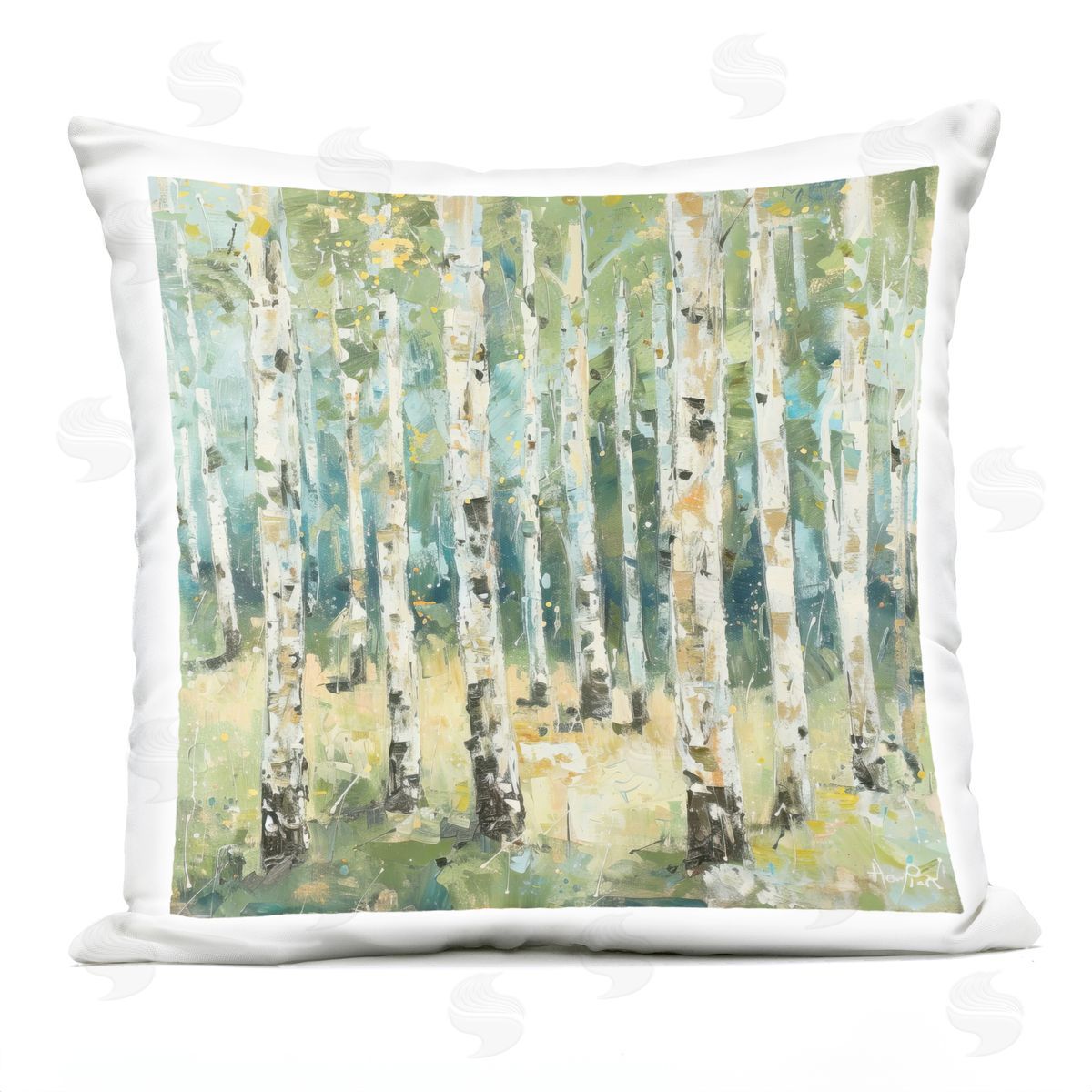 LSR Design Studio Natural Birch Grove Outdoor Quick-Dry Polyester Printed Throw Pillow