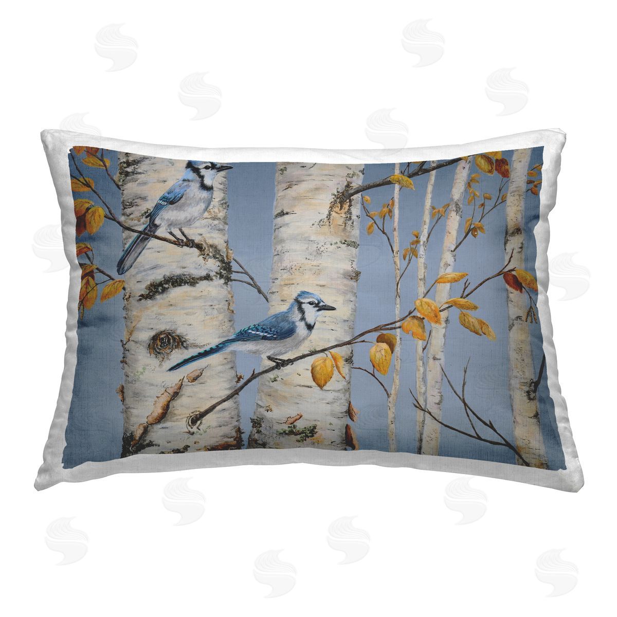 Valerie Rogers Blue Jay Autumn Day Printed Plush Polyester Throw Pillow