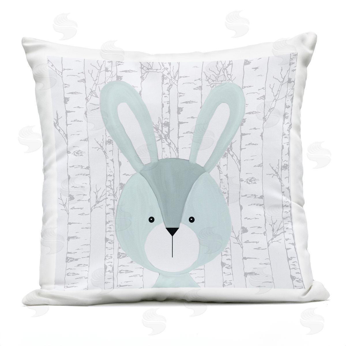 Kim Allen Woodland Rabbit on Birch Outdoor Quick-Dry Polyester Printed Throw Pillow