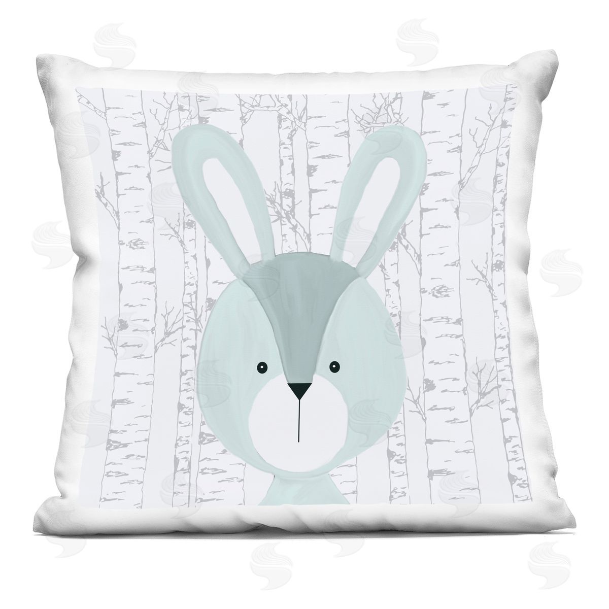 Kim Allen Woodland Rabbit on Birch Printed Plush Polyester Throw Pillow