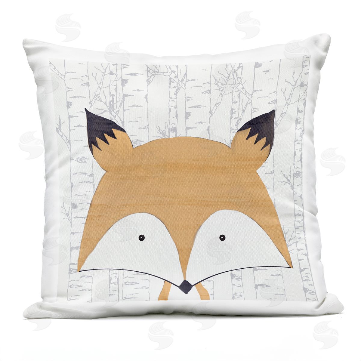 Kim Allen Whimsical Fox on Birch Outdoor Quick-Dry Polyester Printed Throw Pillow