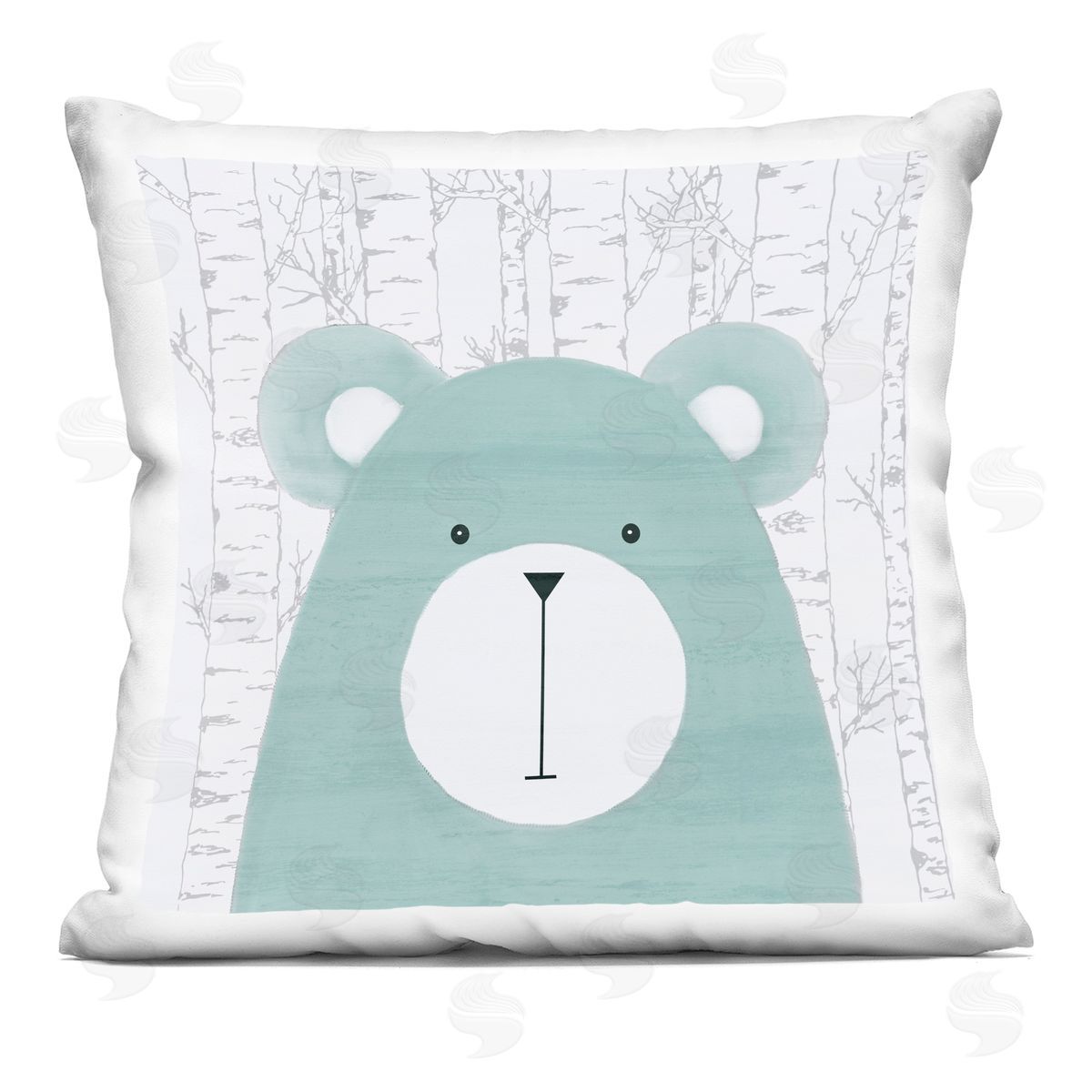 Kim Allen Woodland Bear on Birch Printed Plush Polyester Throw Pillow