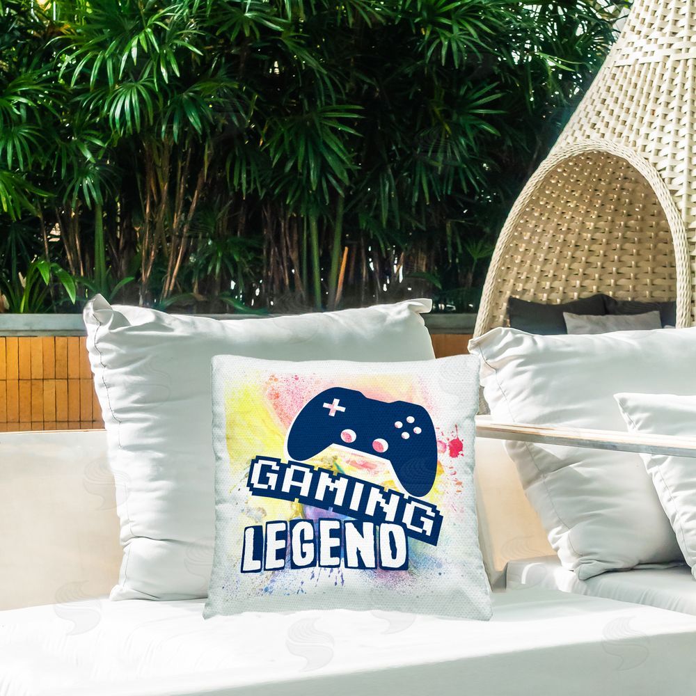 Marcus Prime Retro Gaming Legend Outdoor Quick-Dry Polyester Printed Throw Pillow in Back Yard