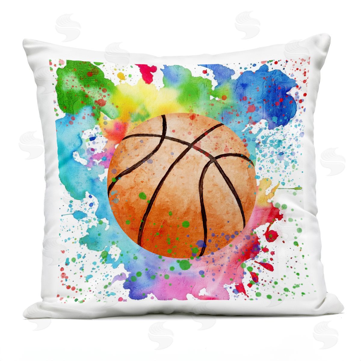 Kim Allen Rainbow Splatter Basketball Outdoor Quick-Dry Polyester Printed Throw Pillow