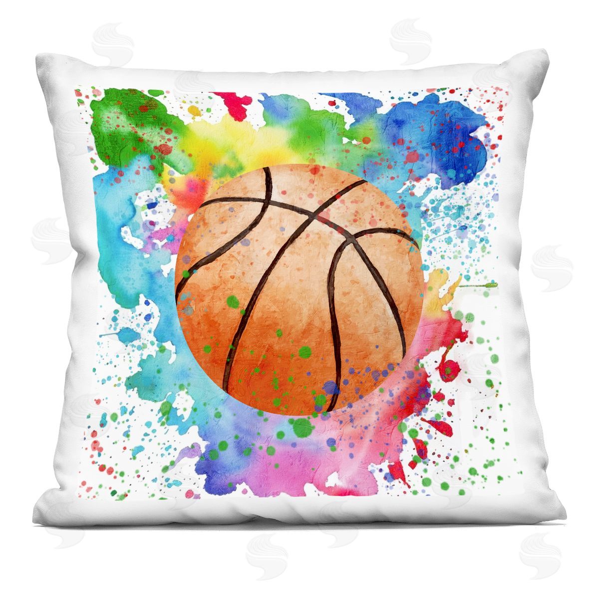Kim Allen Rainbow Splatter Basketball Printed Plush Polyester Throw Pillow