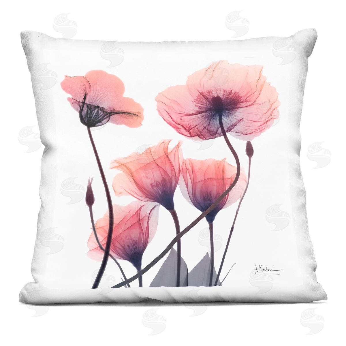 Albert Koetsier Pink Gradient Blooms Printed Plush Polyester Throw Pillow
