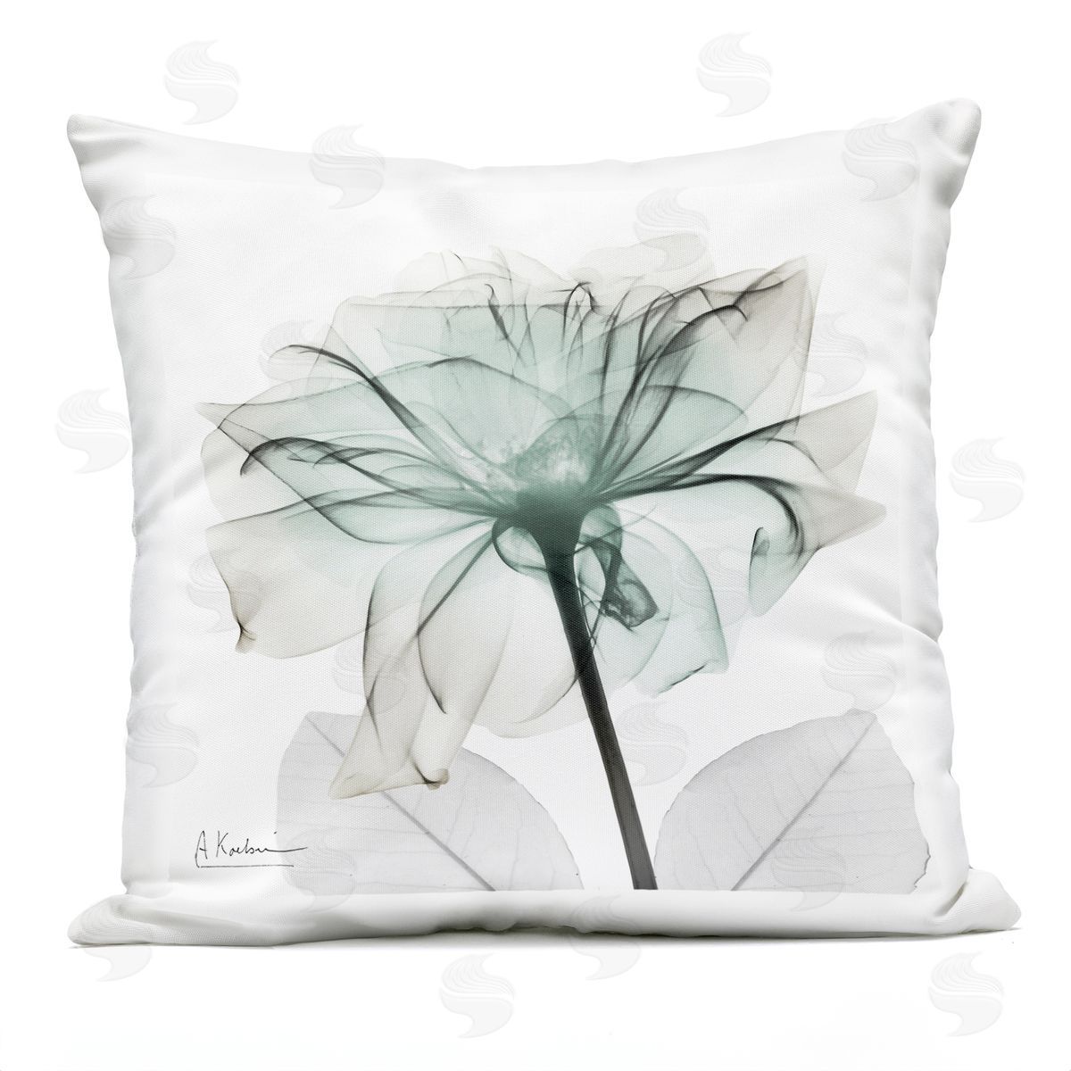 Albert Koetsier Elegant Emerald Rose Outdoor Quick-Dry Polyester Printed Throw Pillow
