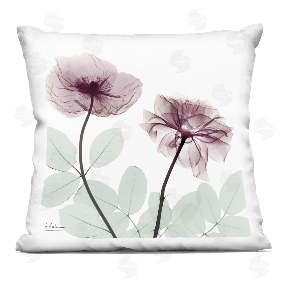 Albert Koetsier Mauve Blossoms Duo Printed Plush Polyester Throw Pillow