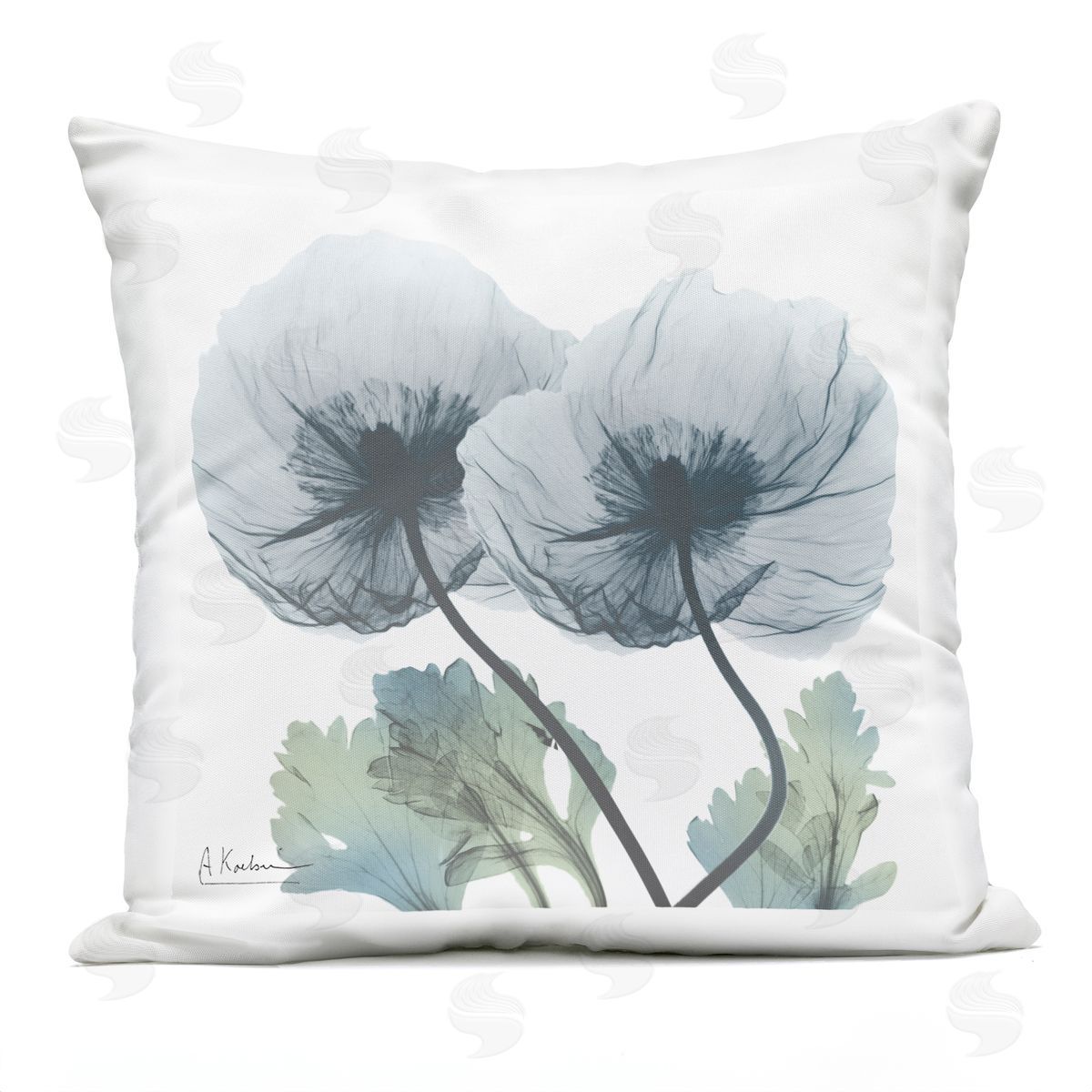 Albert Koetsier Simple Blue Poppy Duo Outdoor Quick-Dry Polyester Printed Throw Pillow