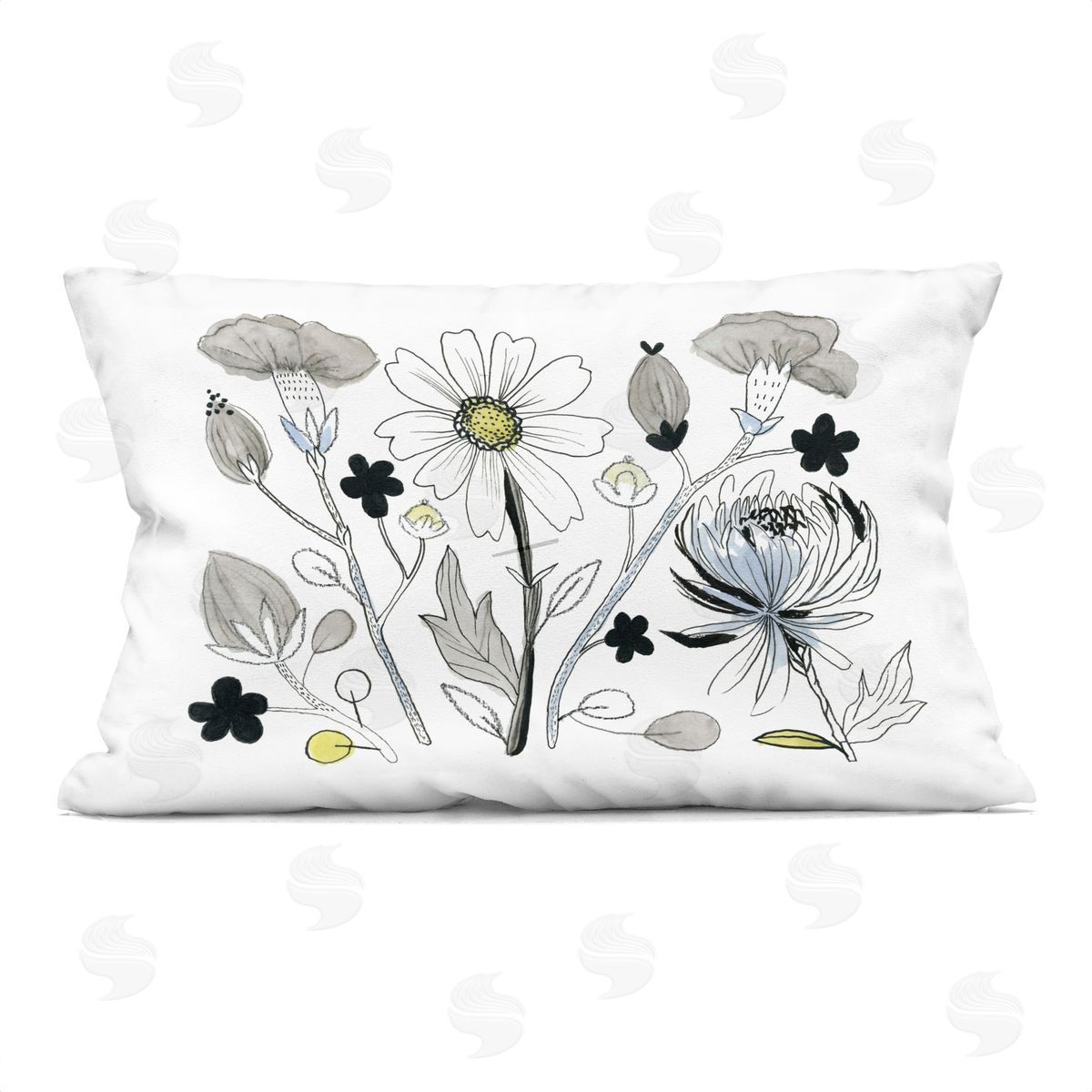 Ashley Davis Simple Drawn Nature Sprigs Printed Plush Polyester Throw Pillow
