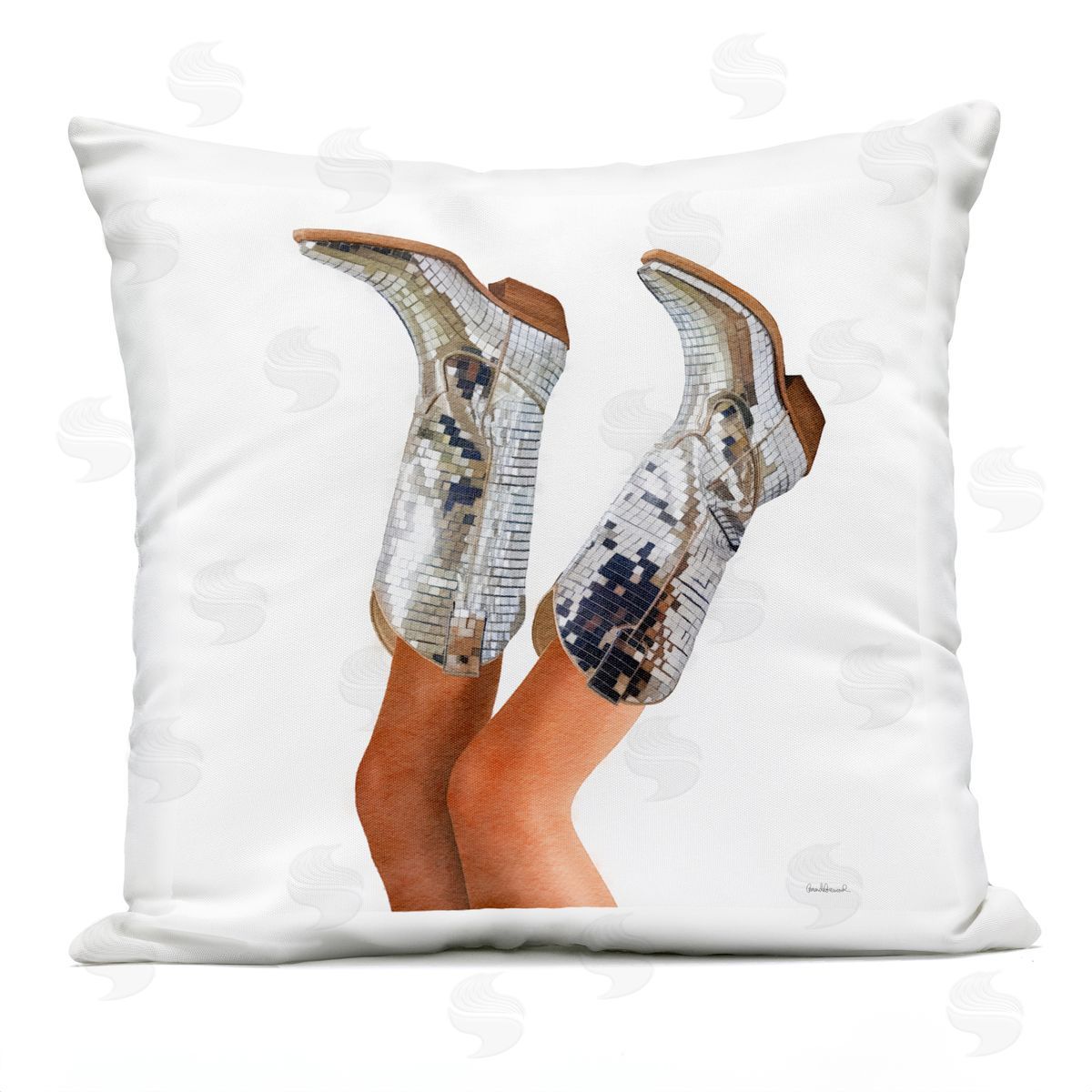 Amanda Greenwood Glitzy Glam Cowgirl Boots Outdoor Quick-Dry Polyester Printed Throw Pillow
