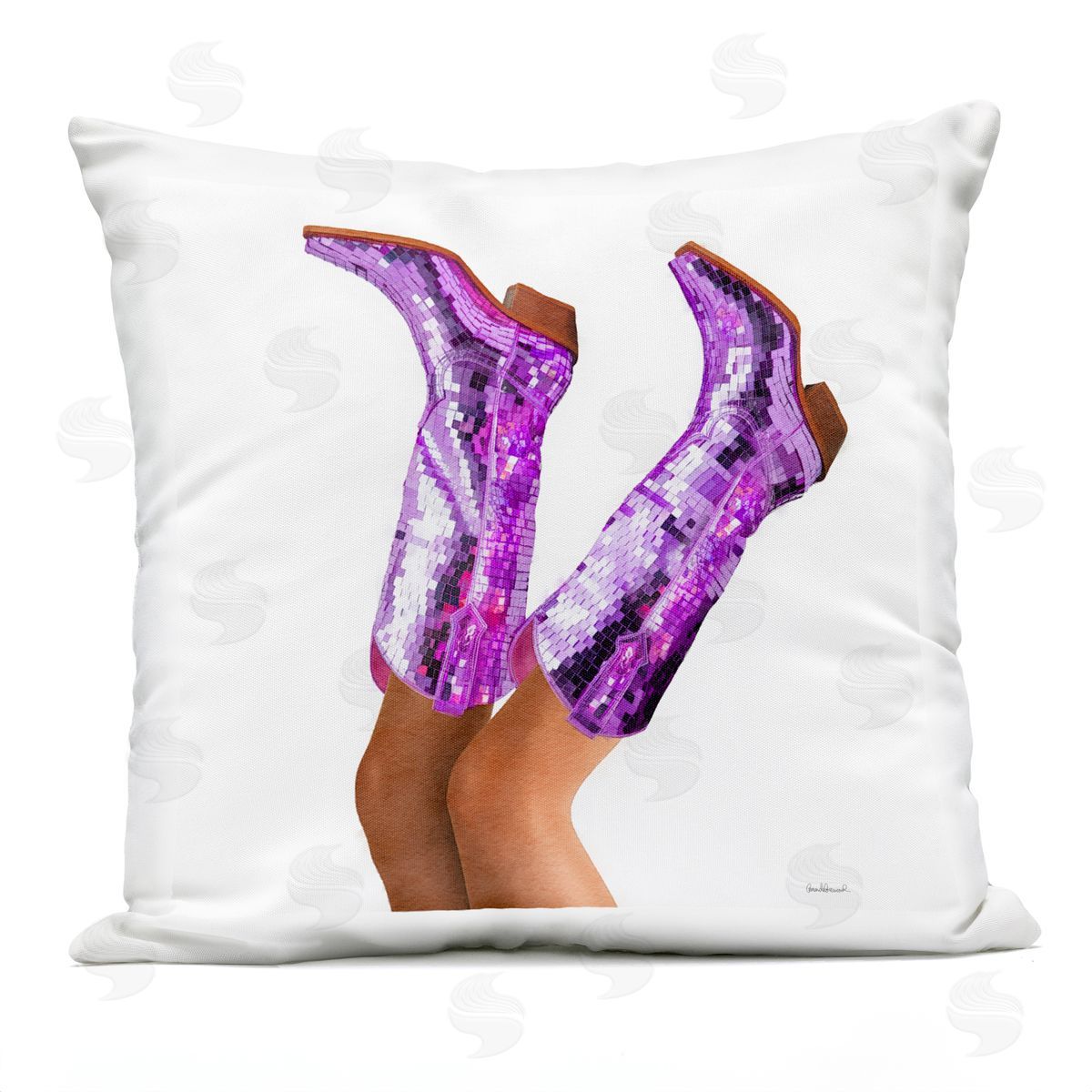 Amanda Greenwood Purple Glam Cowgirl Boots Outdoor Quick-Dry Polyester Printed Throw Pillow