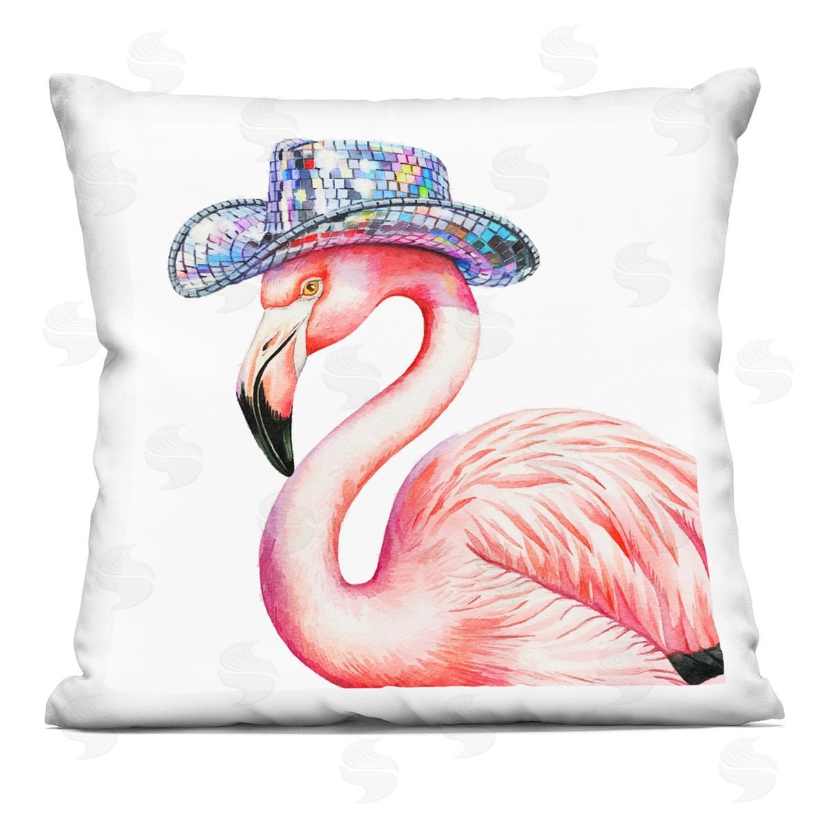 Amanda Greenwood Disco Hat on Flamingo Printed Plush Polyester Throw Pillow