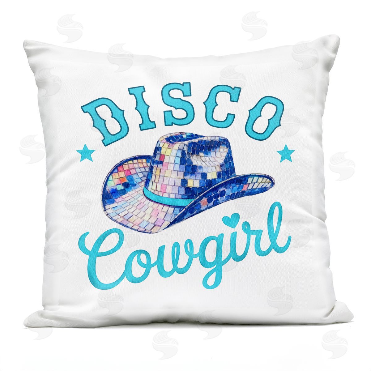 Amanda Greenwood Turquoise Disco Cowgirl Outdoor Quick-Dry Polyester Printed Throw Pillow