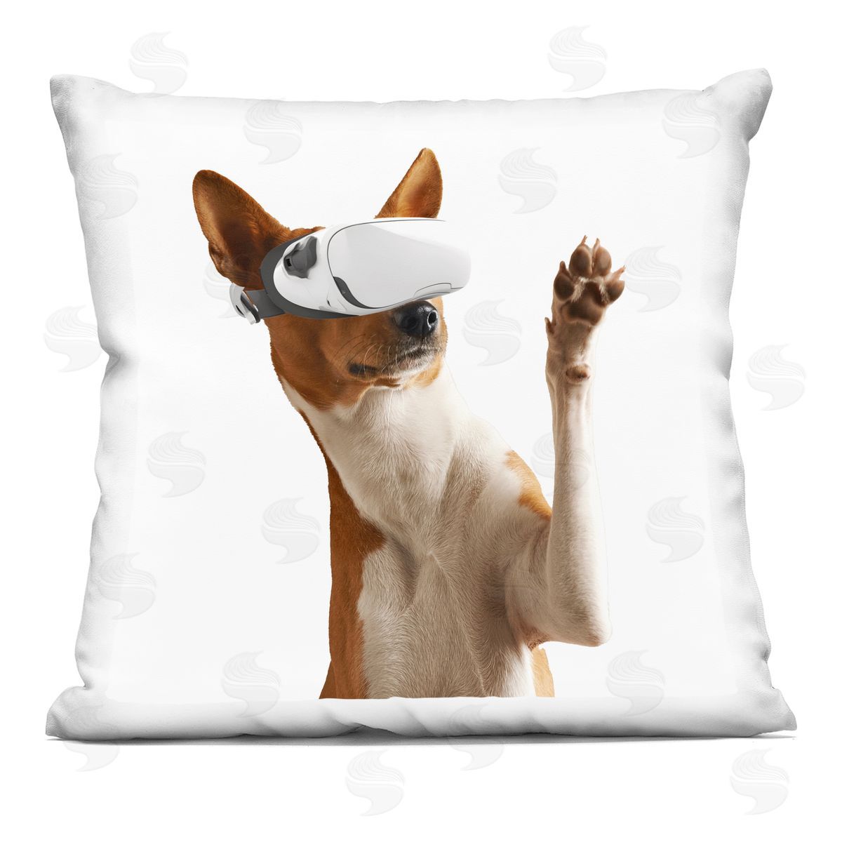 CAD Designs VR Gamer Dog Printed Plush Polyester Throw Pillow