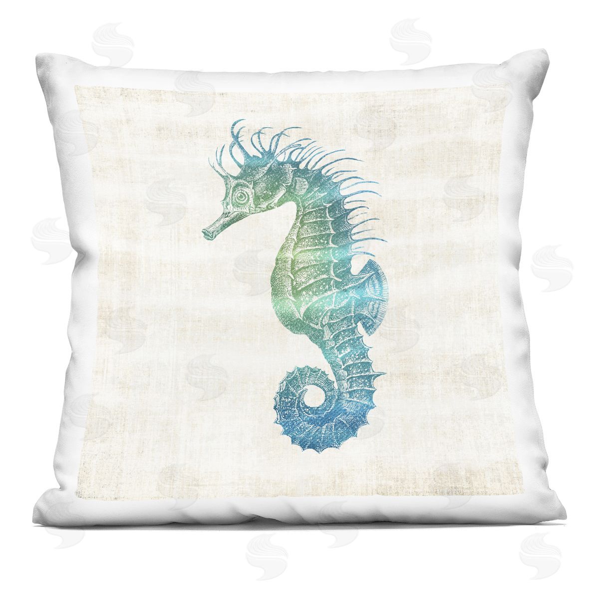 Susan Arnot Ombre Seahorse Expression Printed Plush Polyester Throw Pillow