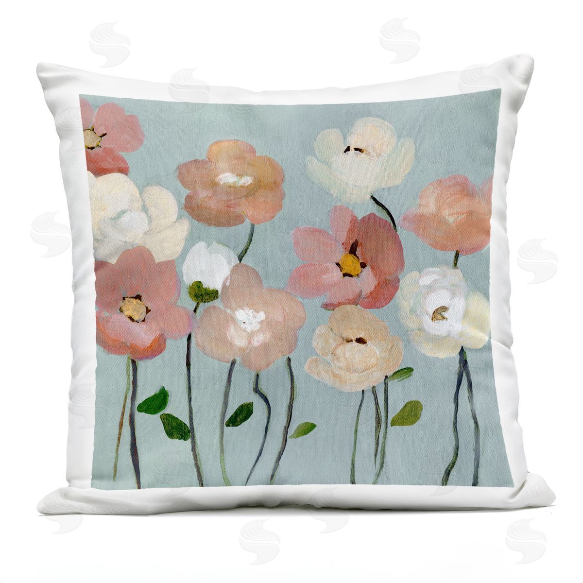 Charity Henderson Soft Mixed Blossoms Outdoor Quick-Dry Polyester Printed Throw Pillow