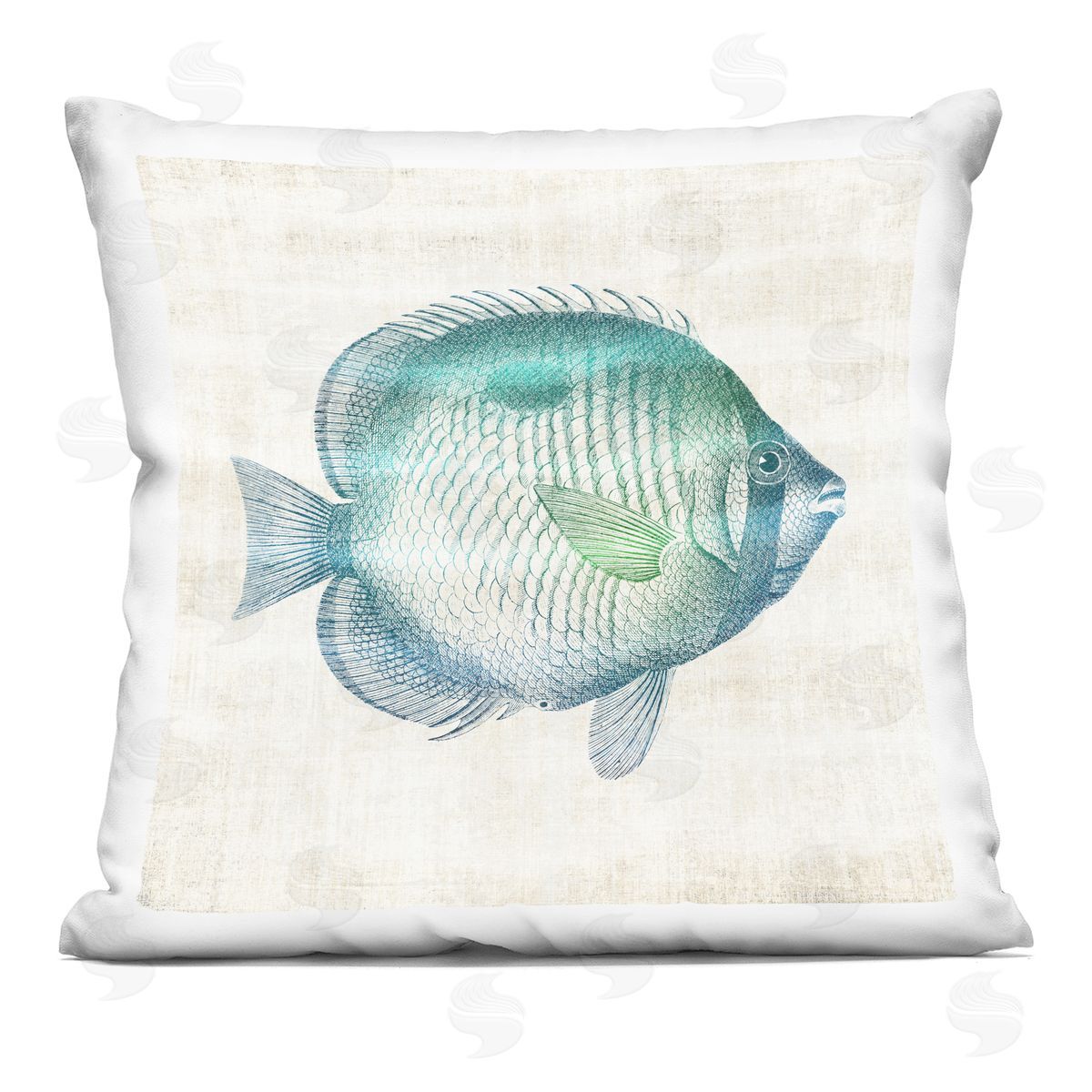 Susan Arnot Fish Impression Sea Life Printed Plush Polyester Throw Pillow