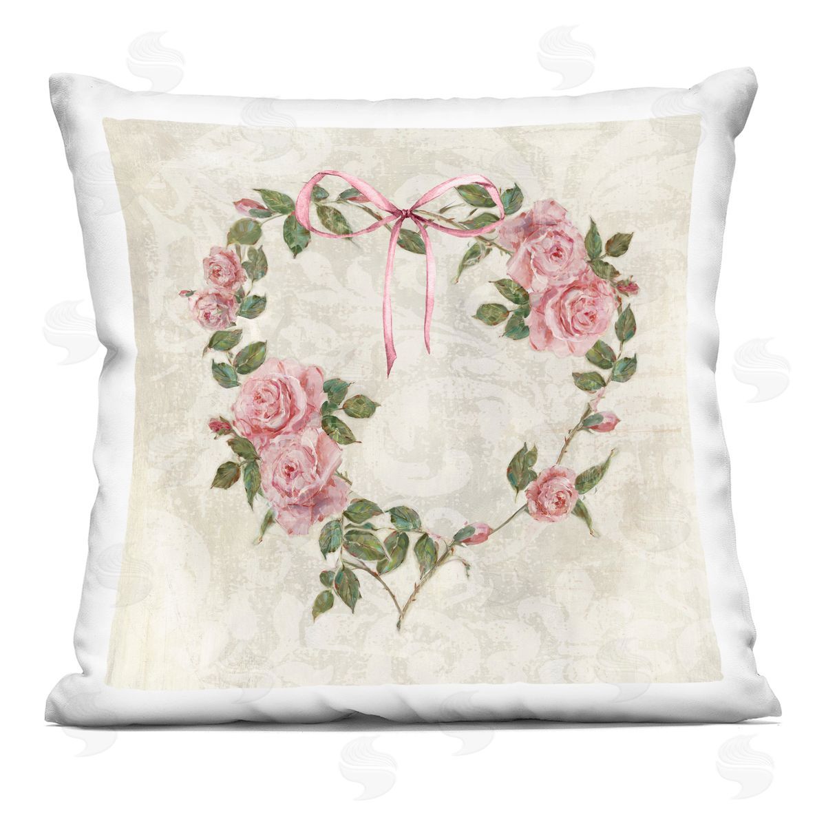 Sally Swatland Garden Heart Wreath Printed Plush Polyester Throw Pillow