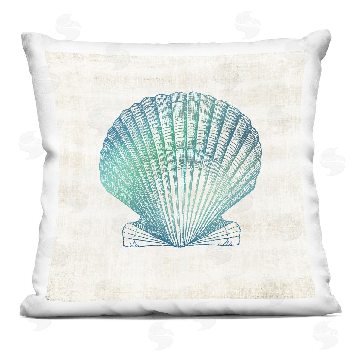 Susan Arnot Gradient Clam Seashell Printed Plush Polyester Throw Pillow