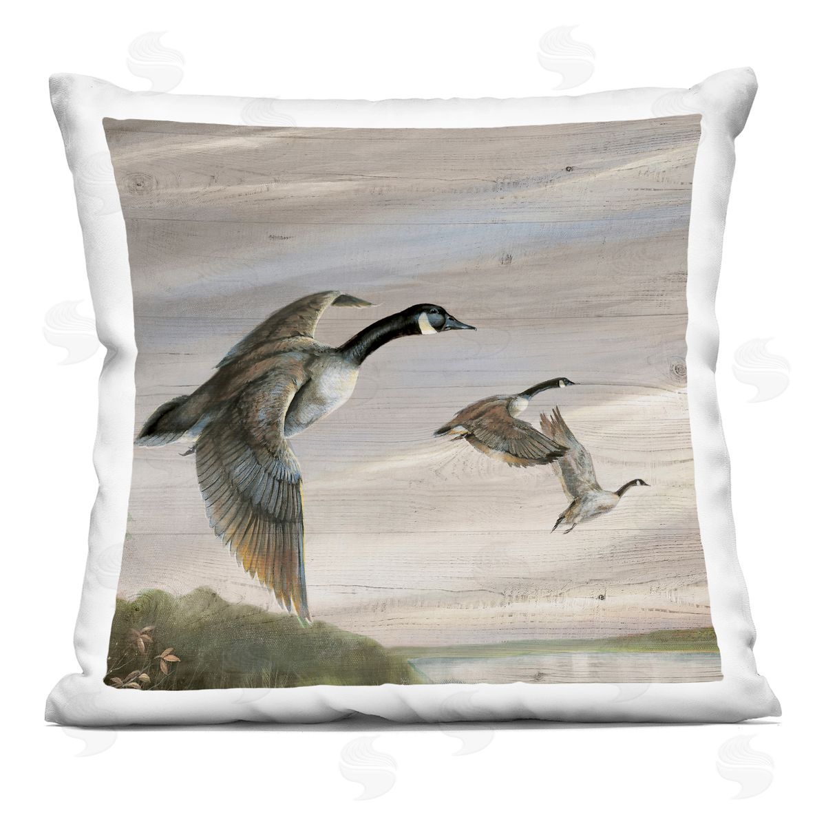 Ruane Manning Flying Geese over Rustic Printed Plush Polyester Throw Pillow