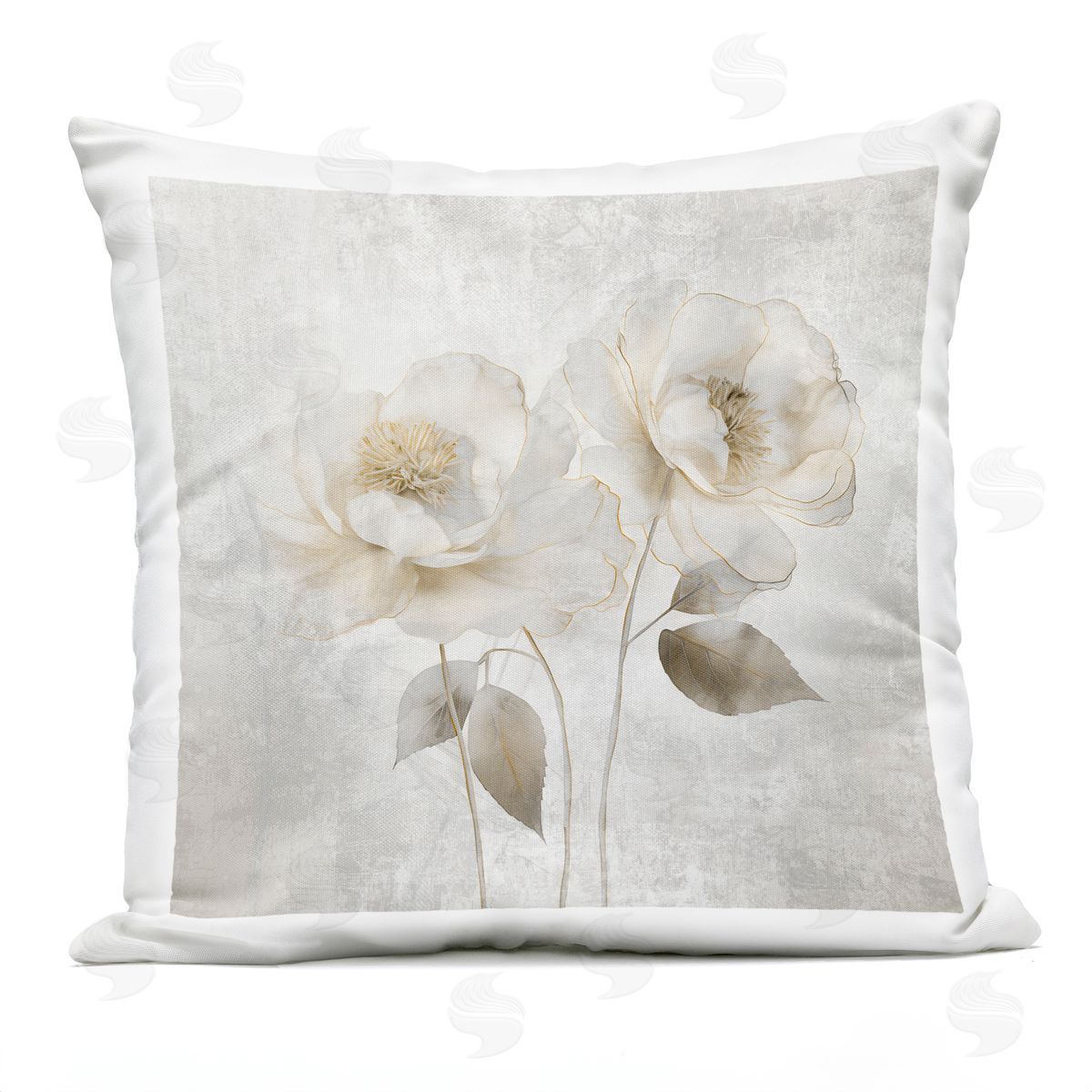 Irene Weisz Contemporary Muted Blossoms Outdoor Quick-Dry Polyester Printed Throw Pillow