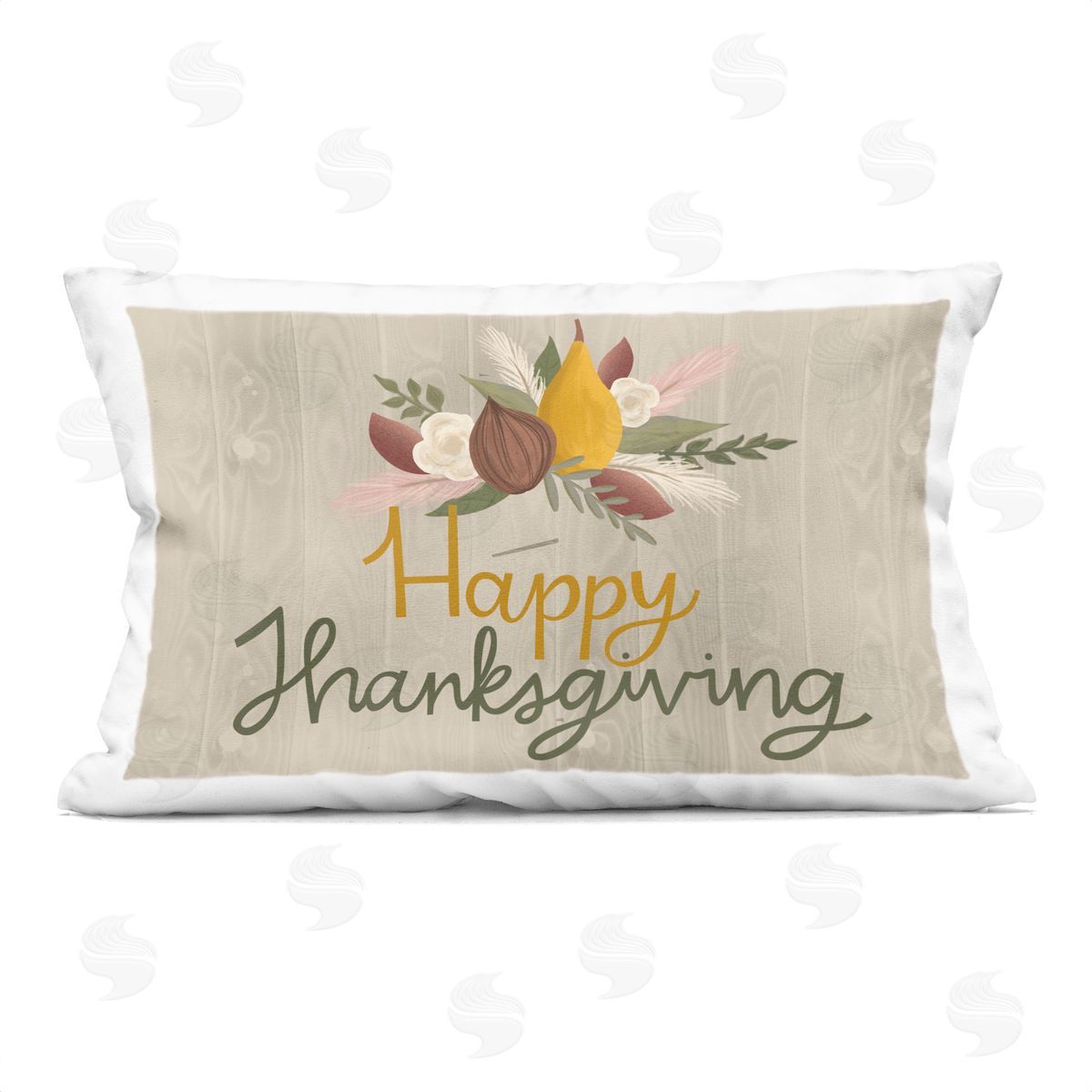 Mandy Ford Art + Illustration Happy Thanksgiving Rustic Harvest Printed Plush Polyester Throw Pillow