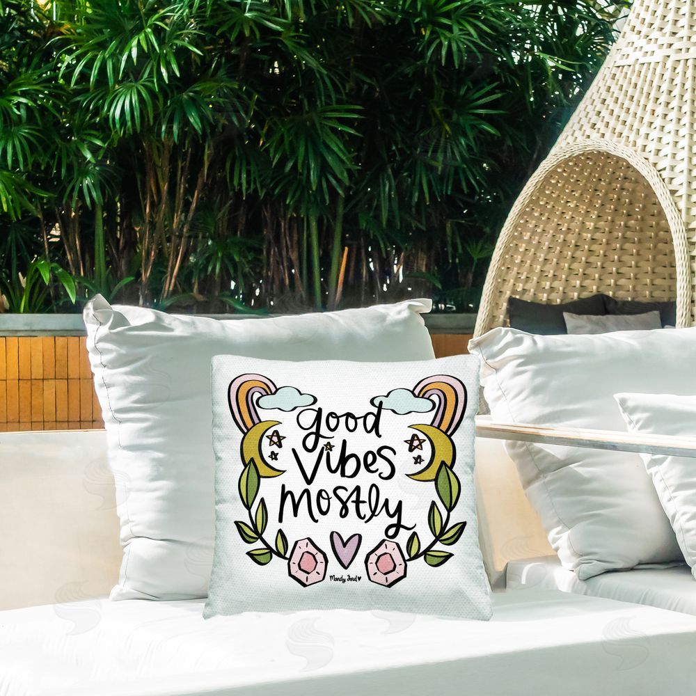 Mandy Ford Art + Illustration Good Vibes Mostly Outdoor Quick-Dry Polyester Printed Throw Pillow in Back Yard
