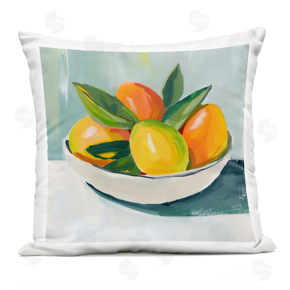 Walker Noble Bowl of Citrus Fruit Outdoor Quick-Dry Polyester Printed Throw Pillow