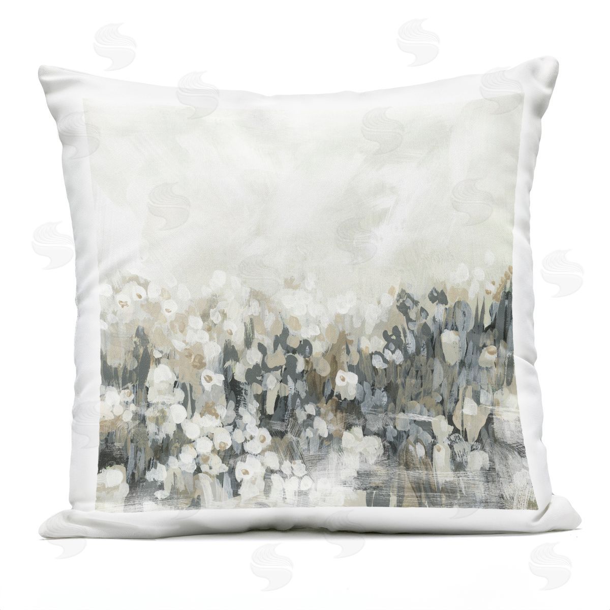 June Erica Vess Grey Speckled Flowers Outdoor Quick-Dry Polyester Printed Throw Pillow