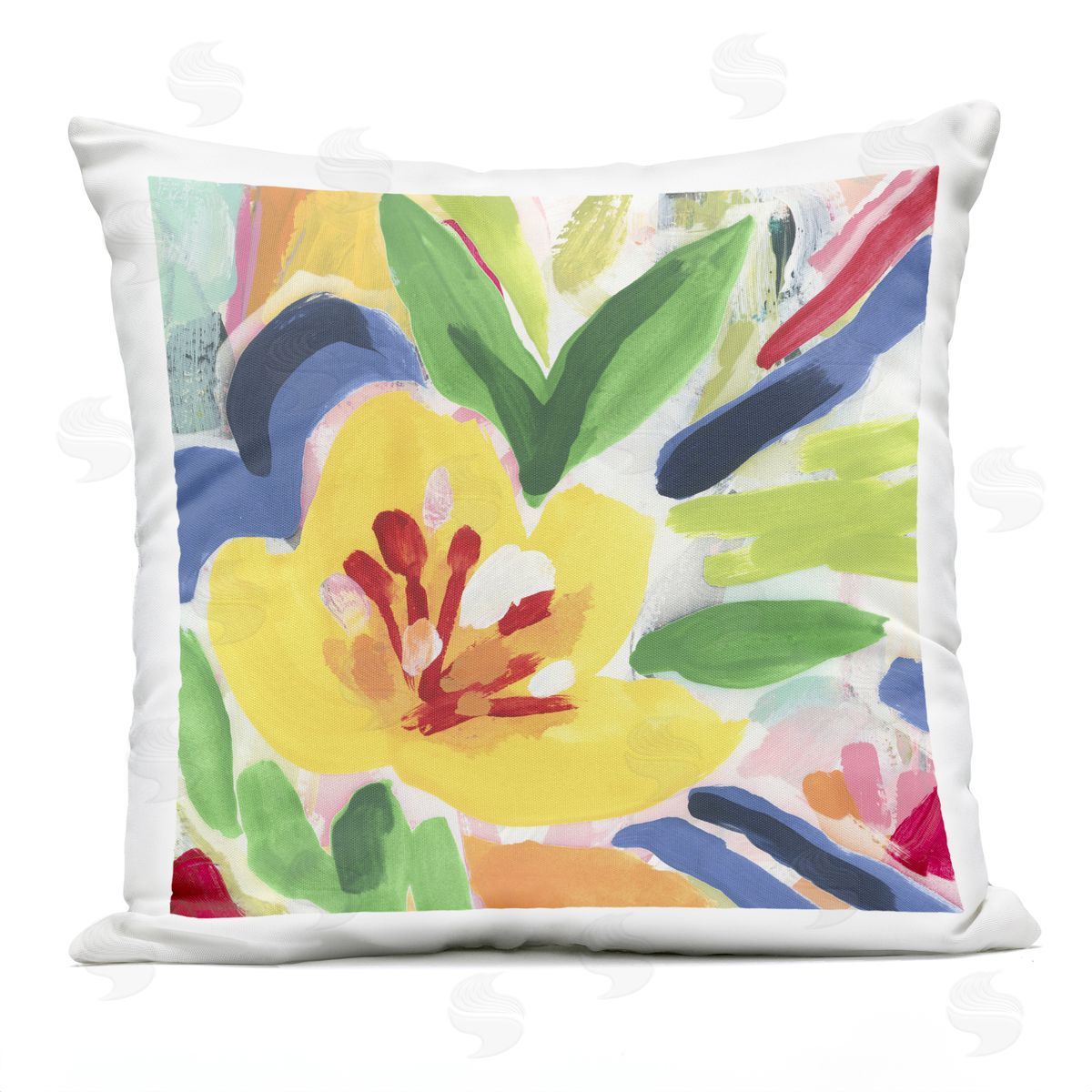 June Erica Vess Vivid Lively Florals Outdoor Quick-Dry Polyester Printed Throw Pillow