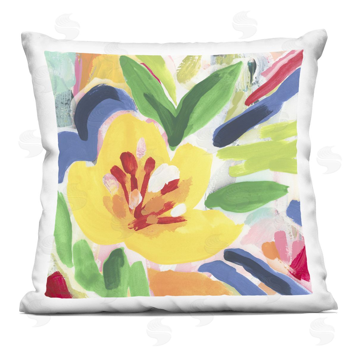June Erica Vess Vivid Lively Florals Printed Plush Polyester Throw Pillow