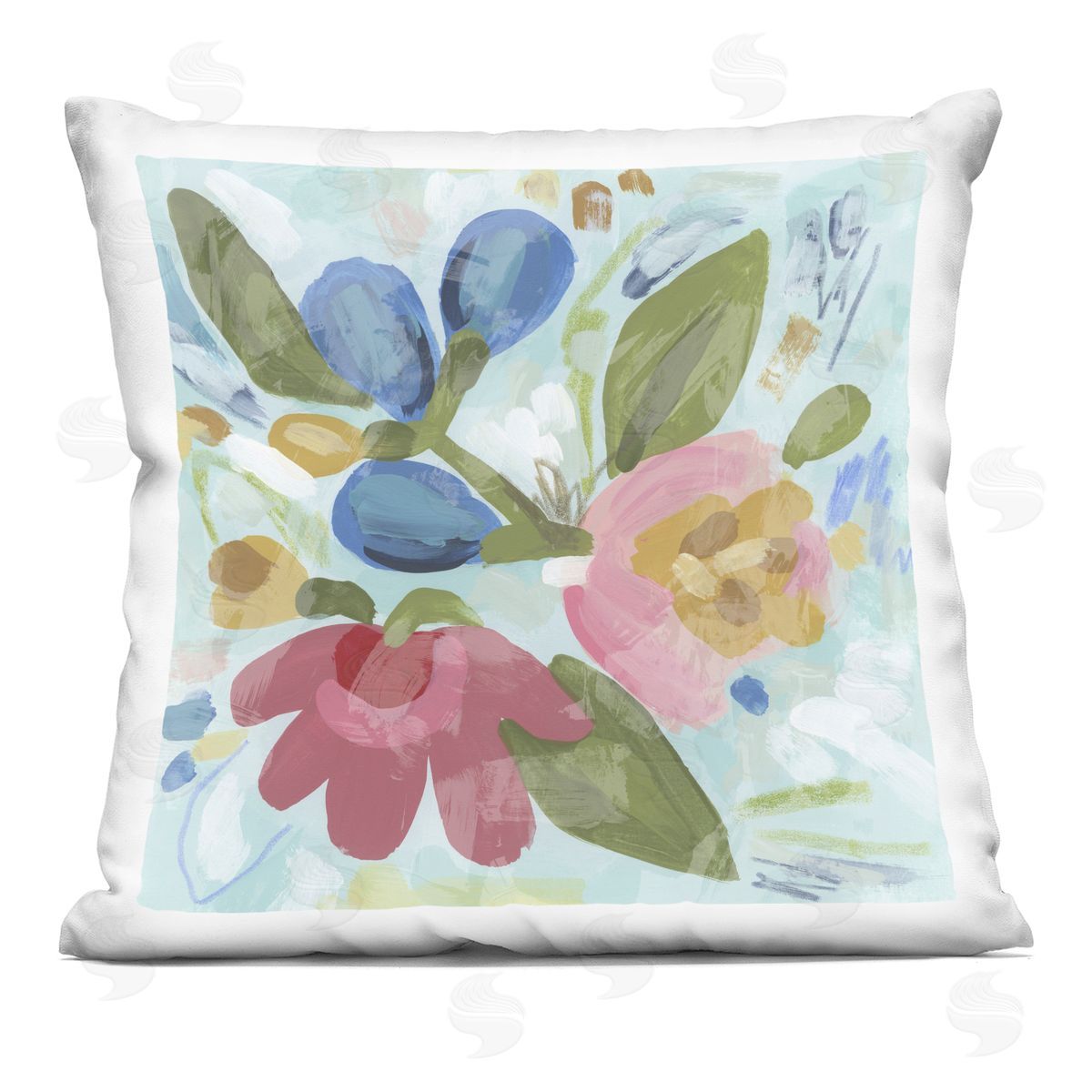 June Erica Vess Bright Boho Flowers Printed Plush Polyester Throw Pillow