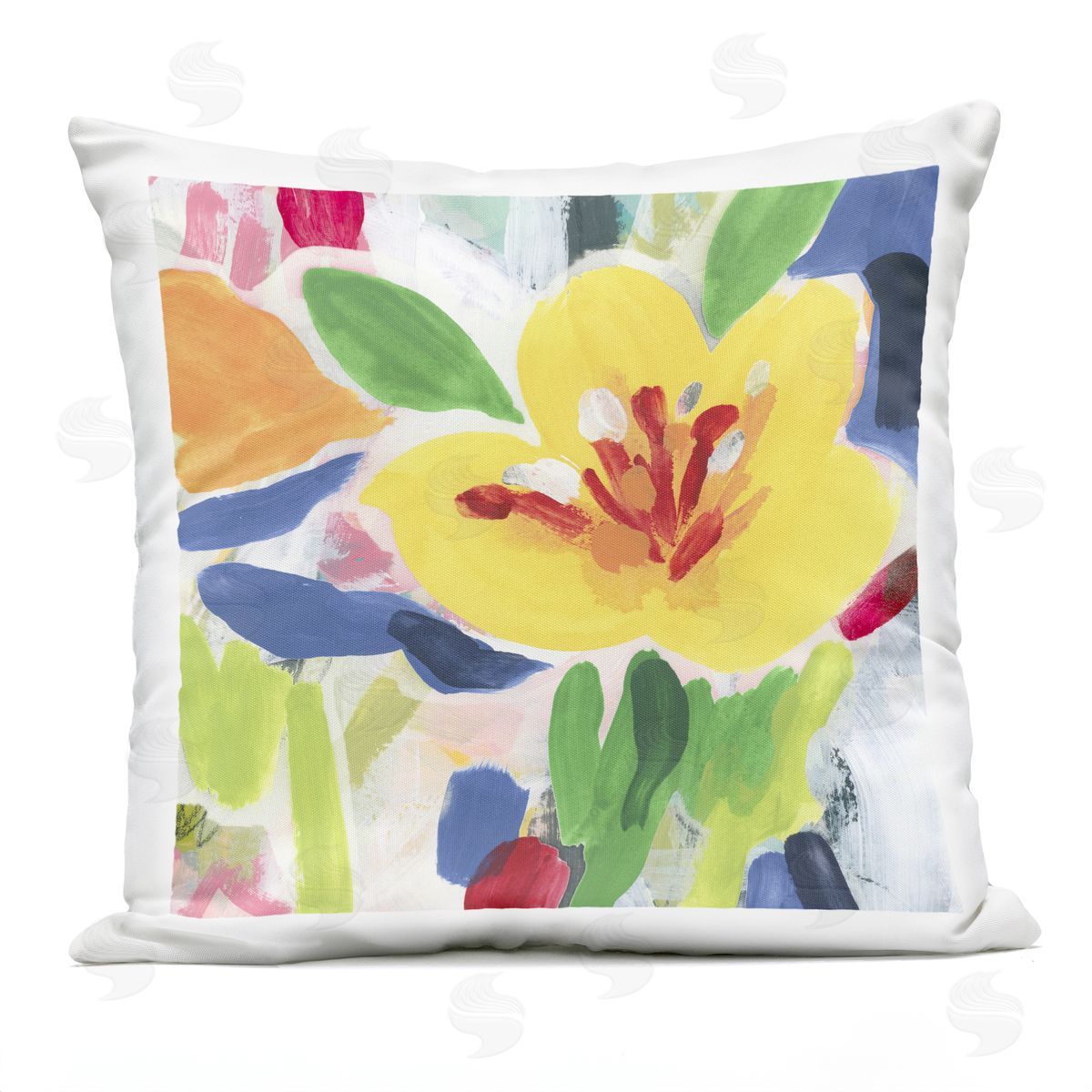 June Erica Vess Bright Yellow Buttercup Blooms Outdoor Quick-Dry Polyester Printed Throw Pillow