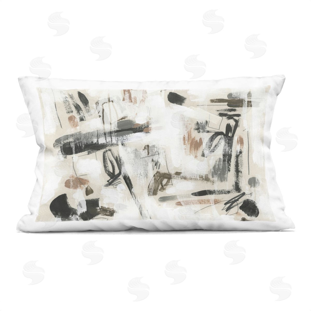 June Erica Vess Subtle Abstract Brush Strokes Printed Plush Polyester Throw Pillow