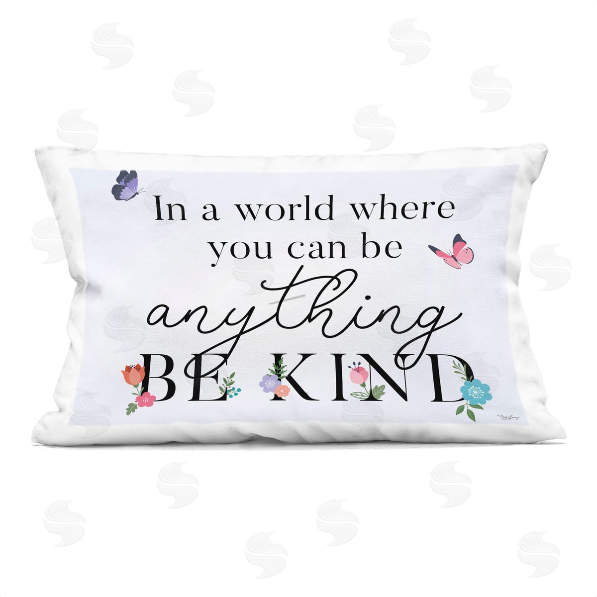 Gigi Louise Floral & Butterflies Be Kind Printed Plush Polyester Throw Pillow