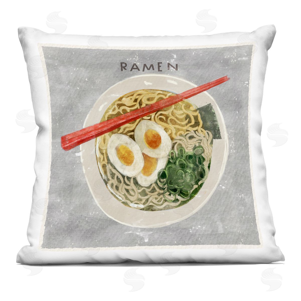 James Rodewald Tasty Bowl of Ramen Printed Plush Polyester Throw Pillow