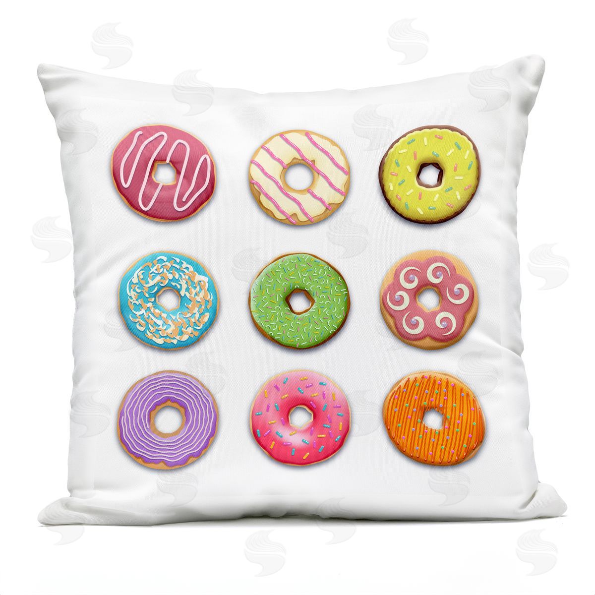 Marcus Prime Colorful Mixed Donuts Outdoor Quick-Dry Polyester Printed Throw Pillow