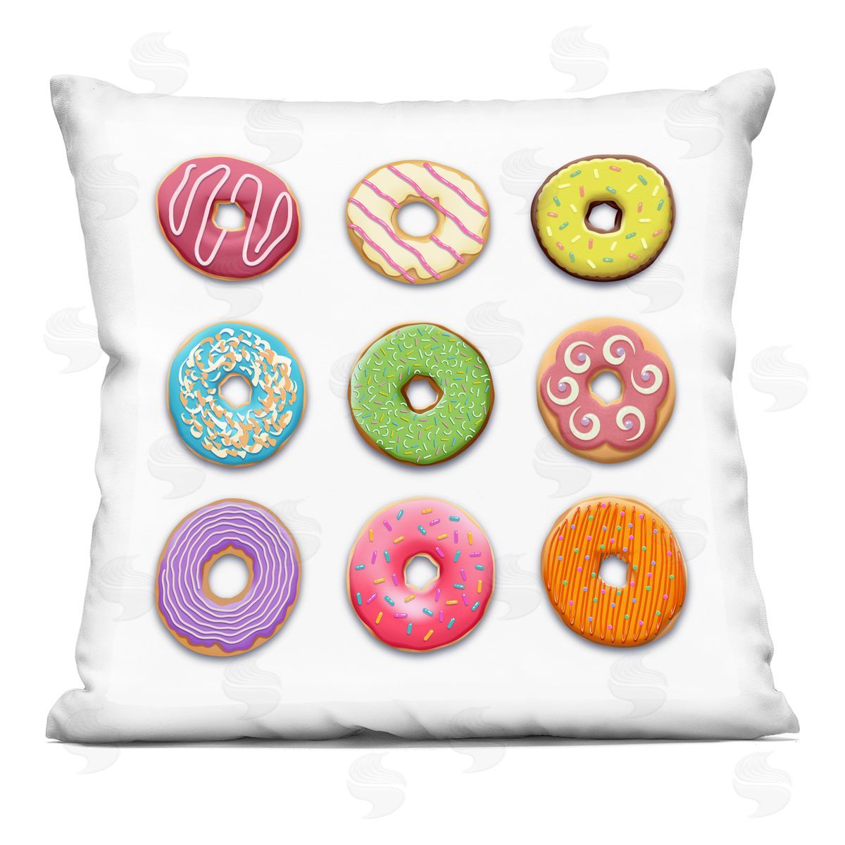 Marcus Prime Colorful Mixed Donuts Printed Plush Polyester Throw Pillow