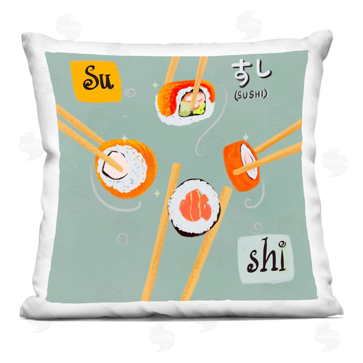 James Rodewald Tasty Sushi Party Gathering Printed Plush Polyester Throw Pillow