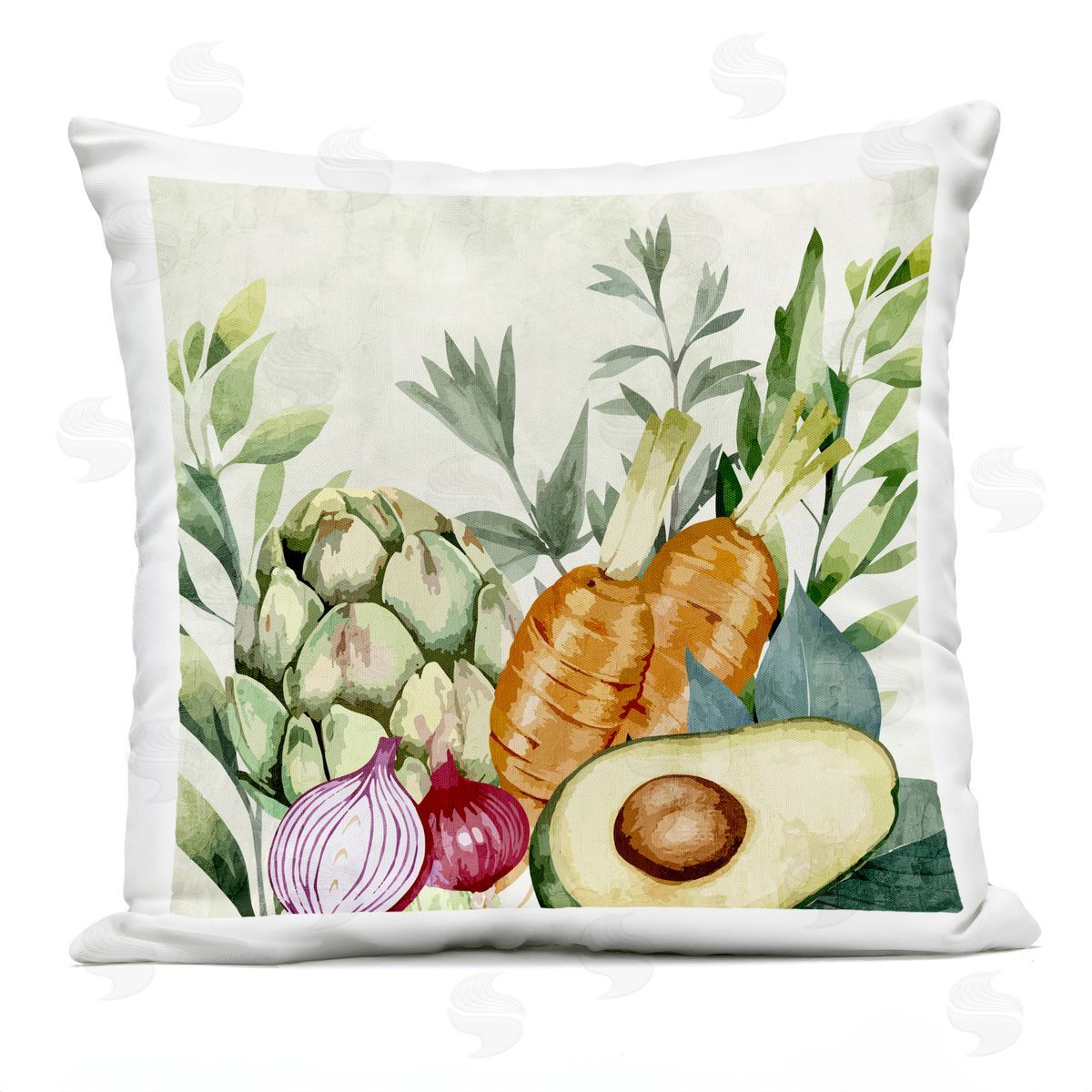 Kim Allen Organic Vegetable Harvest Outdoor Quick-Dry Polyester Printed Throw Pillow