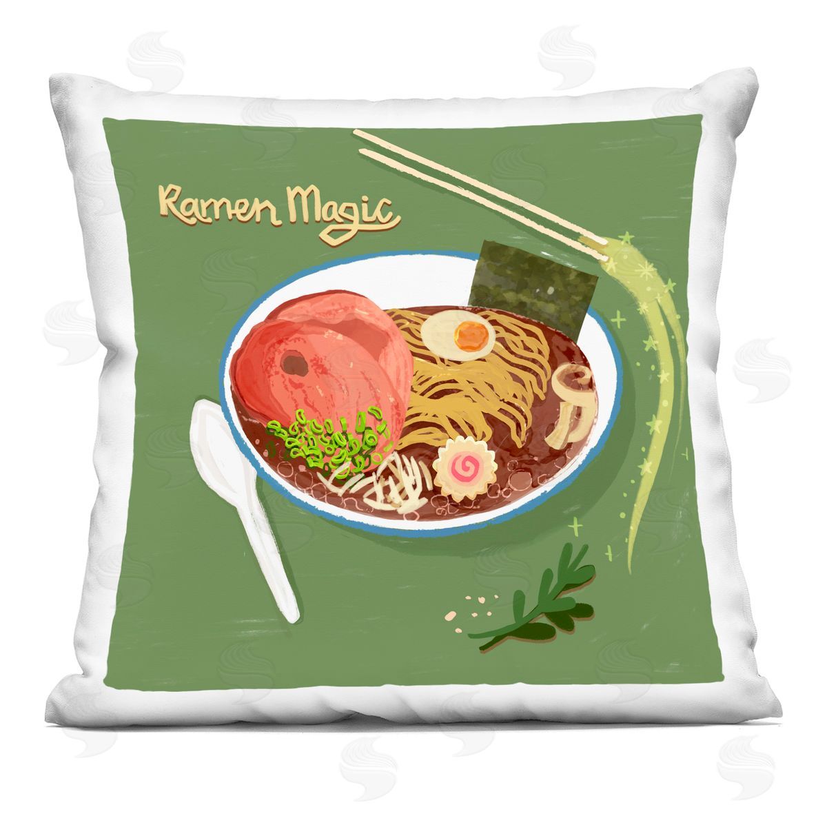 James Rodewald Ramen Magic International Meal Printed Plush Polyester Throw Pillow