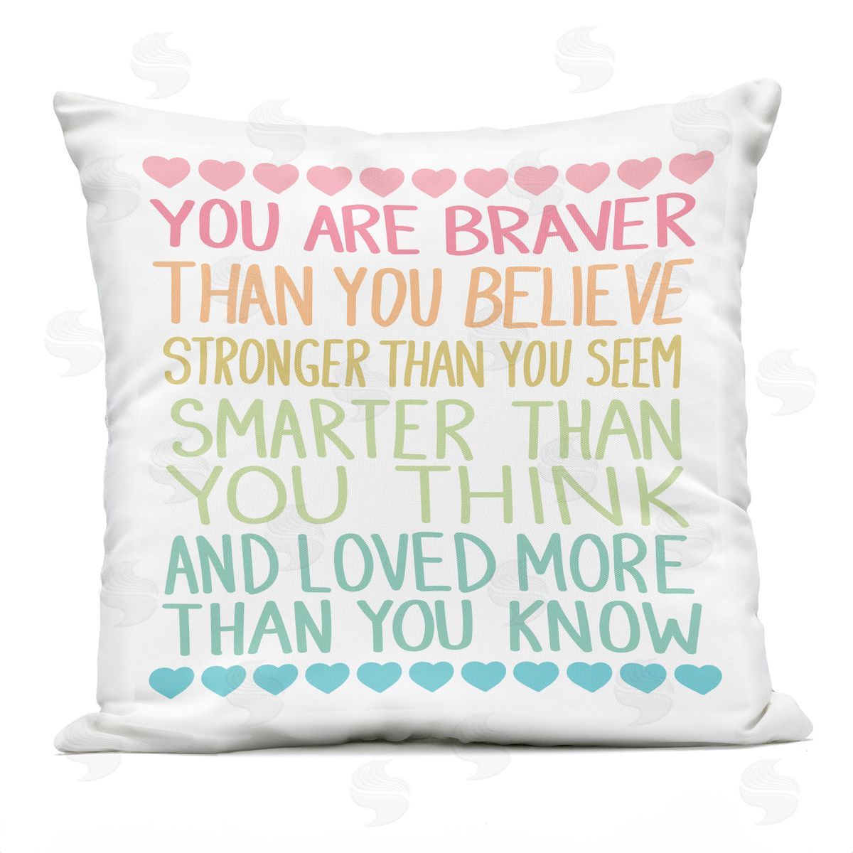 Sweet Melody Designs Rainbow Confidence Phrases Outdoor Quick-Dry Polyester Printed Throw Pillow
