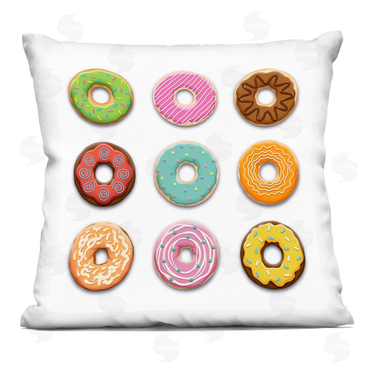 Marcus Prime Delicious Various Donuts Printed Plush Polyester Throw Pillow