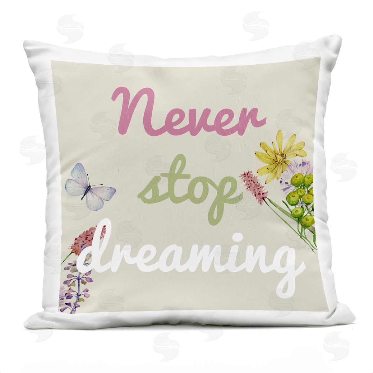 Kim Allen Never Stop Dreaming with Florals Outdoor Quick-Dry Polyester Printed Throw Pillow