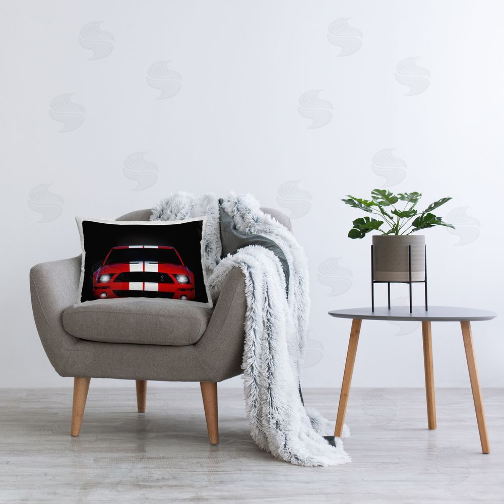 Mark Rogan Iconic Red Sports Car Printed Plush Polyester Throw Pillow On Chair